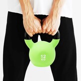 POWRX Kettlebell neopreen 2-26 kg incl. workout I kogelhalter in verschillende kleuren en gewichten I vloervriendelijke vlieghalter (12 kg (lichtgroen)