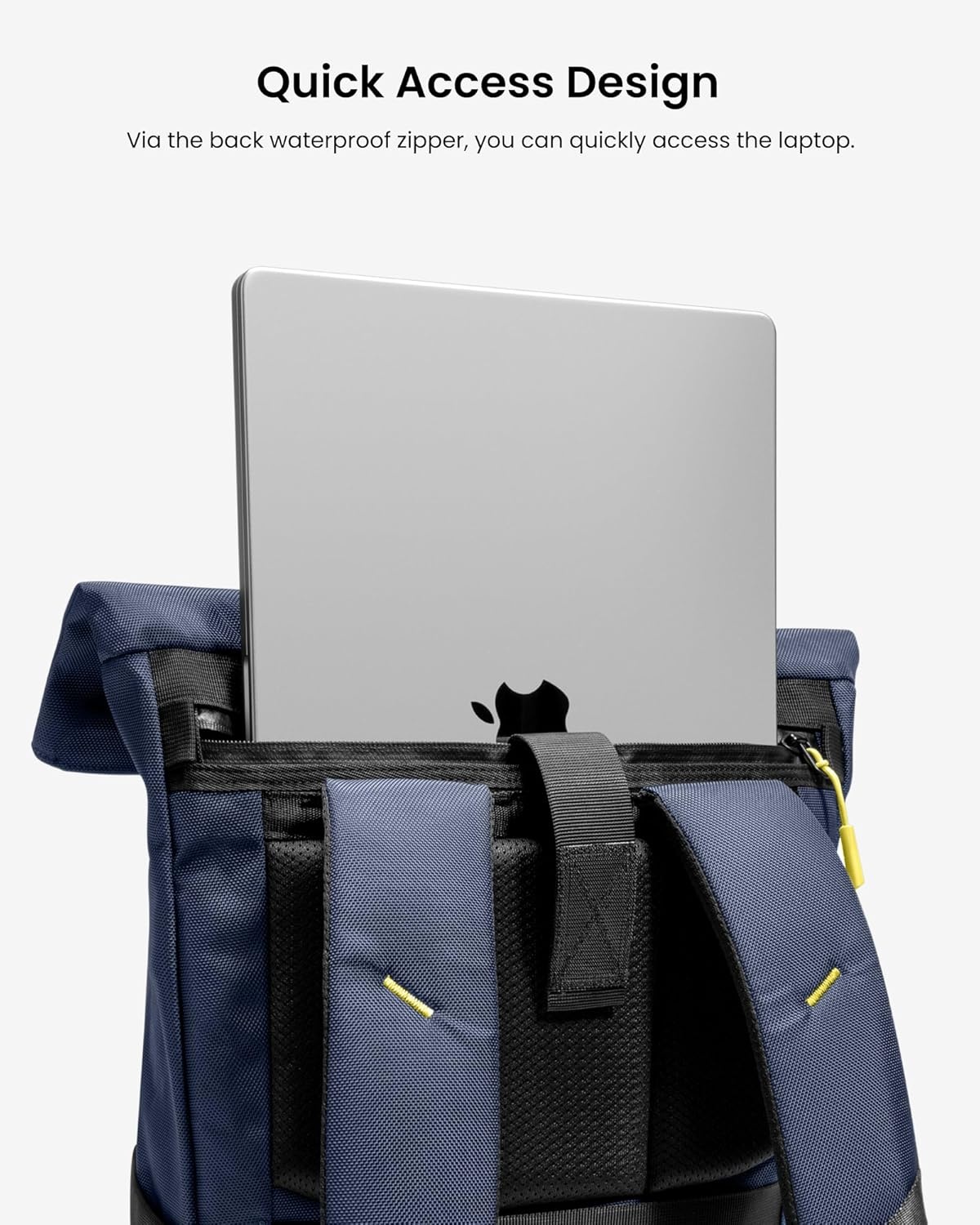 tomtoc Roll-Top laptop rugzak, lichtgewicht, waterbestendig reizen, woon-werkverkeer, informele dagrugzak voor 13-16 inch MacBook, universele 15,6 laptop, grote capaciteit verstelbaar 17-23 l,