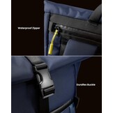 tomtoc Roll-Top laptop rugzak, lichtgewicht, waterbestendig reizen, woon-werkverkeer, informele dagrugzak voor 13-16 inch MacBook, universele 15,6 laptop, grote capaciteit verstelbaar 17-23 l,