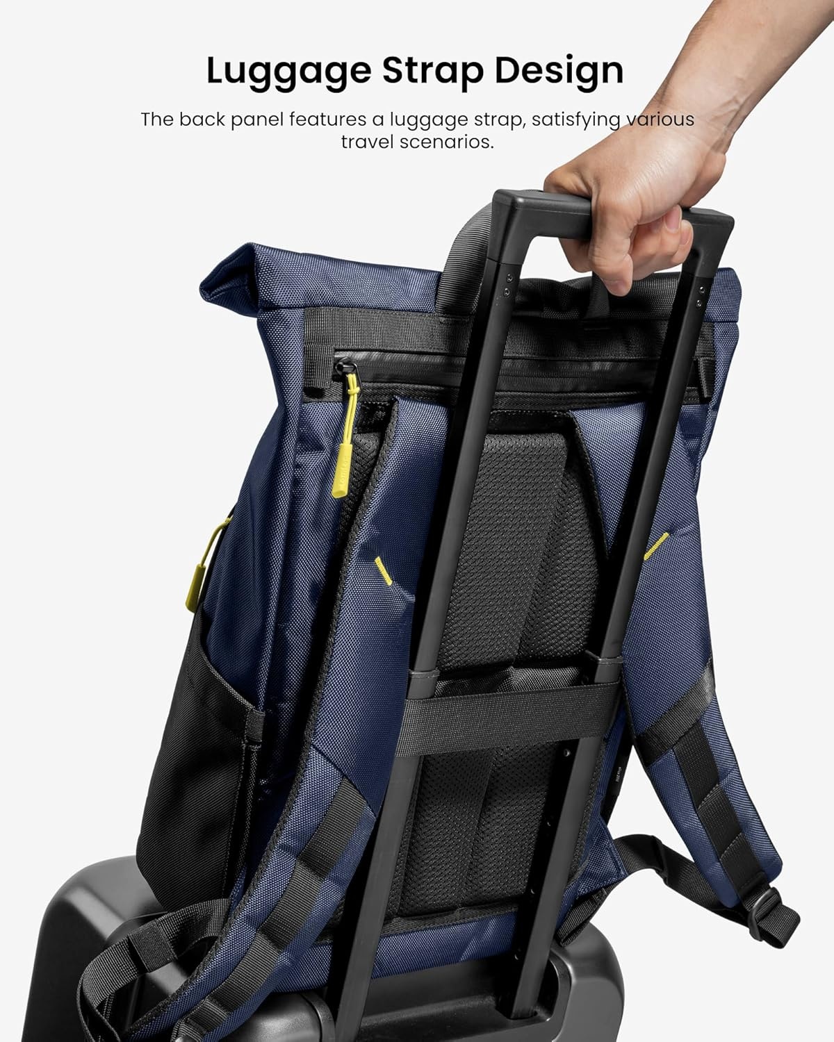 tomtoc Roll-Top laptop rugzak, lichtgewicht, waterbestendig reizen, woon-werkverkeer, informele dagrugzak voor 13-16 inch MacBook, universele 15,6 laptop, grote capaciteit verstelbaar 17-23 l,