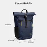 tomtoc Roll-Top laptop rugzak, lichtgewicht, waterbestendig reizen, woon-werkverkeer, informele dagrugzak voor 13-16 inch MacBook, universele 15,6 laptop, grote capaciteit verstelbaar 17-23 l,