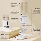 JUNSPOW 4L Kattenwaterdispenser met RVS Kom - Wit