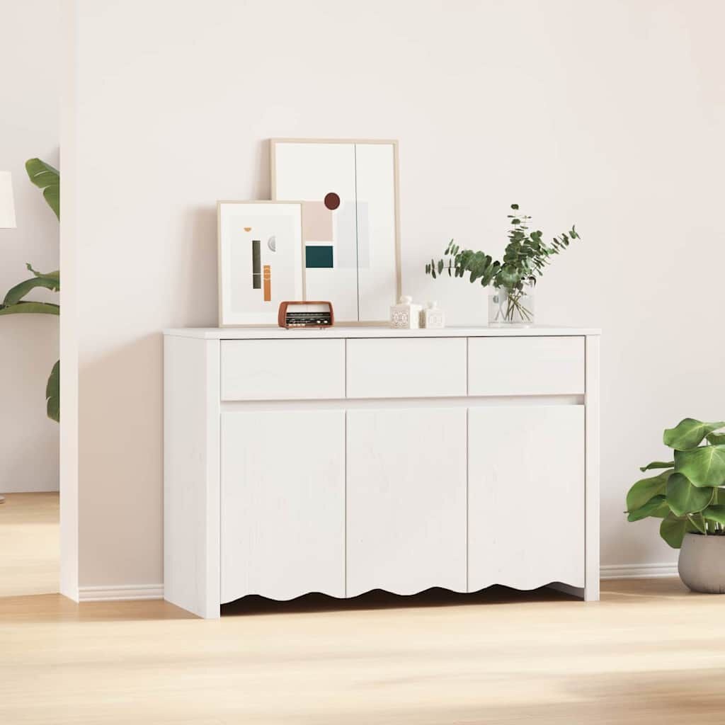 vidaXL Dressoir Wit 114 x 43 x 75.5 cm Massief grenenhout