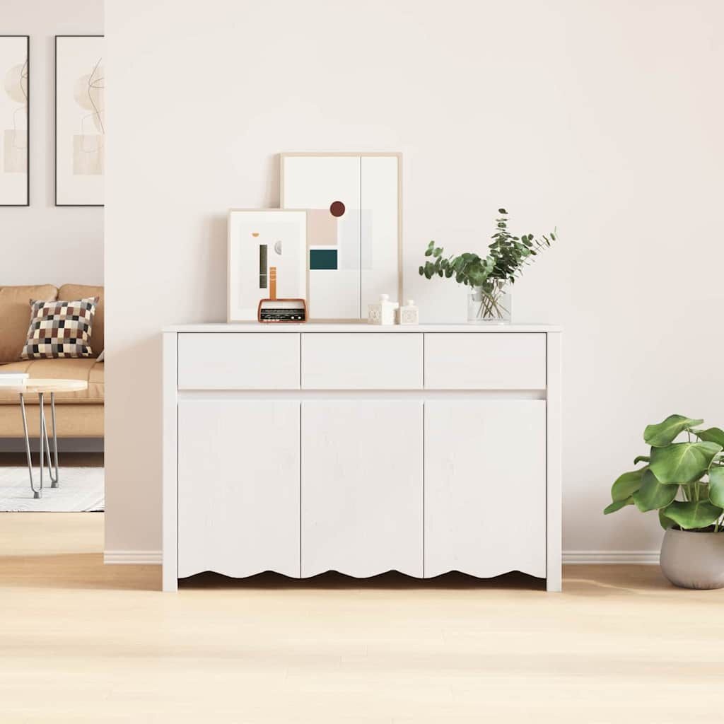 vidaXL Dressoir Wit 114 x 43 x 75.5 cm Massief grenenhout