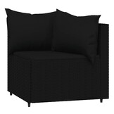 vidaXL 3-delige Loungeset met kussens poly rattan zwart