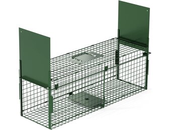 Dierenval, Foldable herbruikbare animal trap, Muizenval, voor muis, knaagdieren, katten, vossen, wasbeer, weasel vangst,vangkooi, dierenvanger vanger-Dubbele deur-80 x 26 x 26 CM