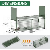 Dierenval, Foldable herbruikbare animal trap, Muizenval, voor muis, knaagdieren, katten, vossen, wasbeer, weasel vangst,vangkooi, dierenvanger vanger-Dubbele deur-80 x 26 x 26 CM