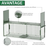 Dierenval, Foldable herbruikbare animal trap, Muizenval, voor muis, knaagdieren, katten, vossen, wasbeer, weasel vangst,vangkooi, dierenvanger vanger-Dubbele deur-80 x 26 x 26 CM