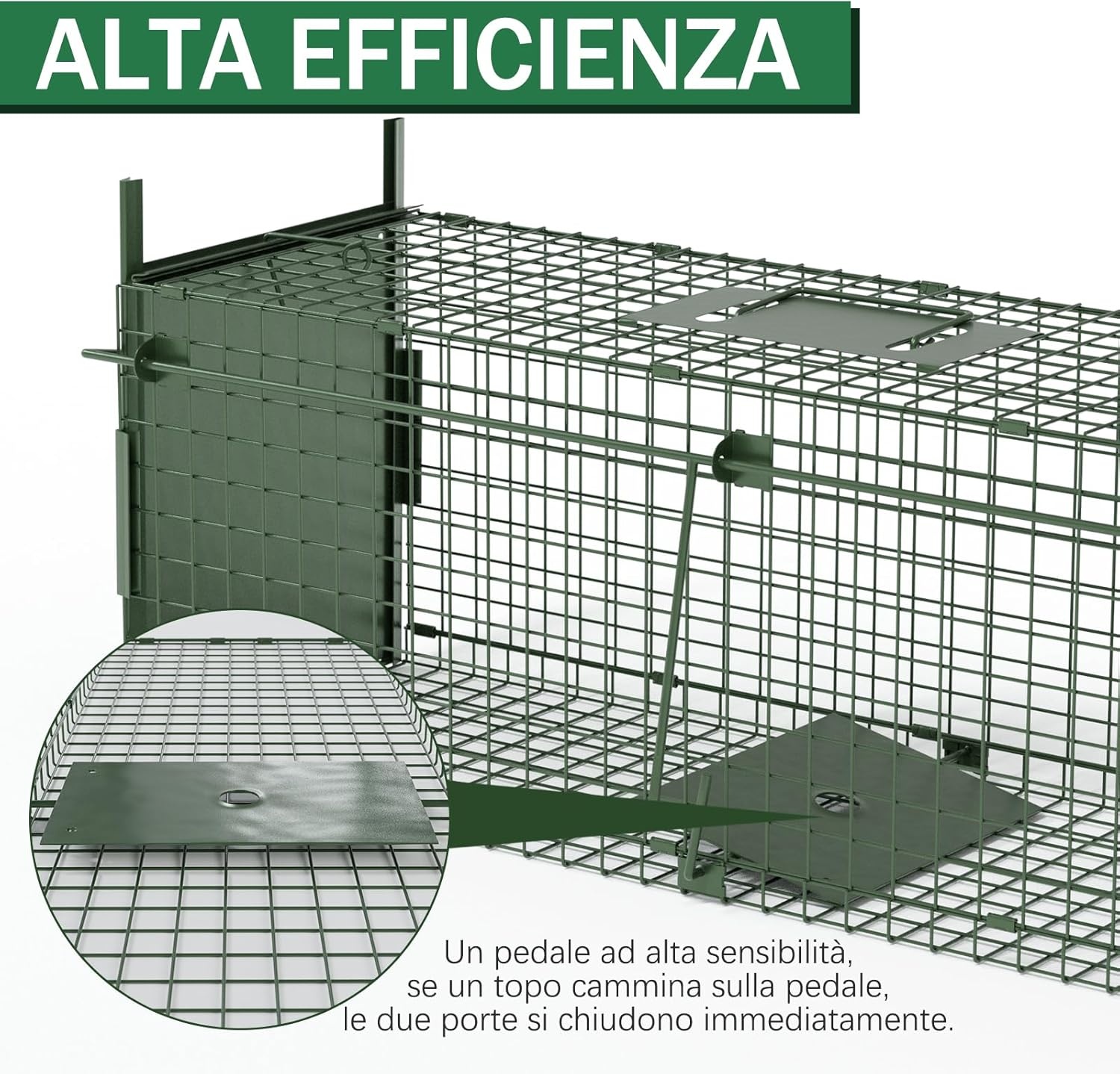 Dierenval, Foldable herbruikbare animal trap, Muizenval, voor muis, knaagdieren, katten, vossen, wasbeer, weasel vangst,vangkooi, dierenvanger vanger-Dubbele deur-80 x 26 x 26 CM