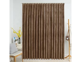 vidaXL Gordijn verduisterend met haken 290x245 cm fluweel beige