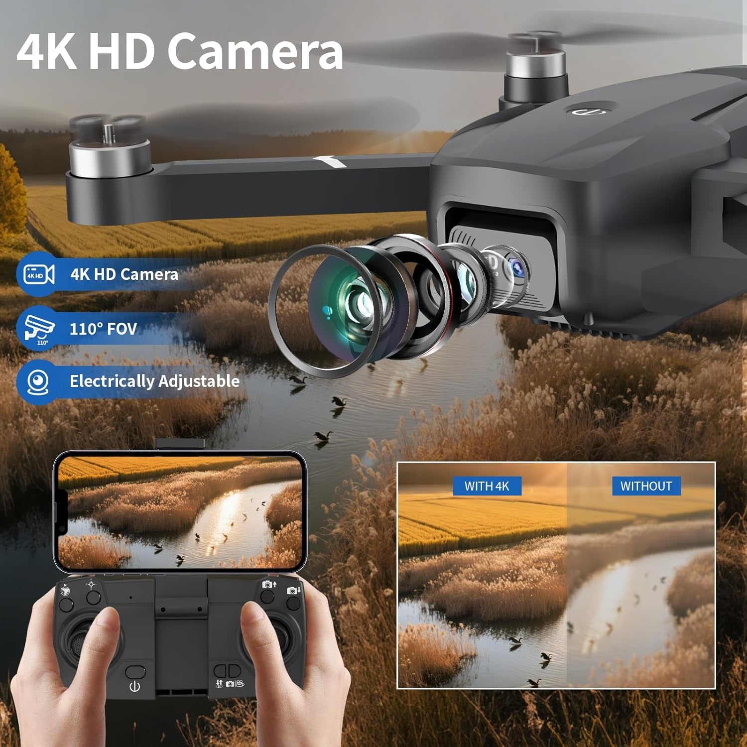Toladrone TL16GPS Drone met 4K Camera, GPS, 5G WiFi en Borstelloze Motor - Ideaal voor Beginners en Volwassenen