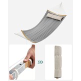 SONGMICS Hangmat voor 2 personen, gewatteerd, met deelbare gebogen spreidstangen van bamboe, met kussen, Oxford-weefsel, 200 x 140 cm, tot 225 kg belastbaar, bruin-grijs GDC34CG