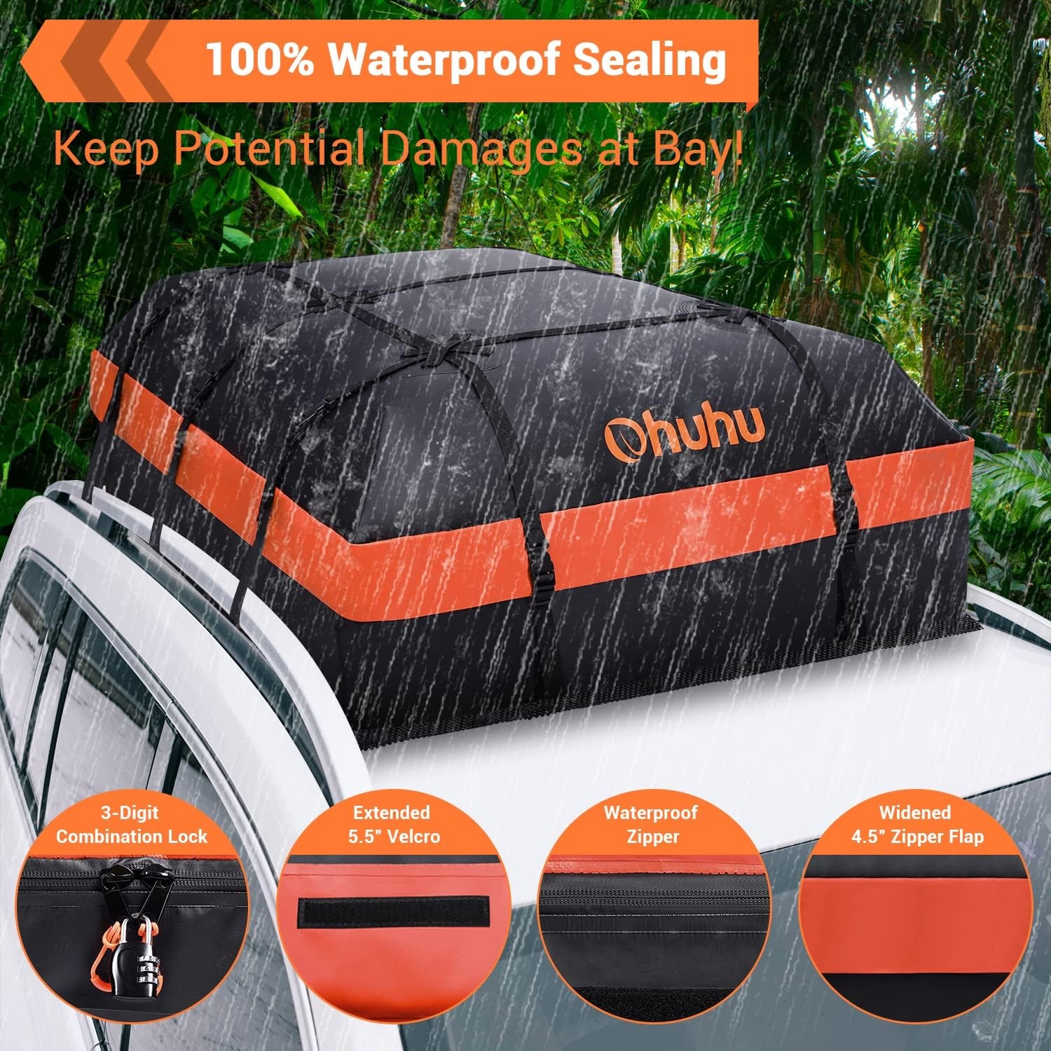 Ohuhu Dakkoffer 600 Liter - Waterdichte Daktas met Antislipmat en Slot