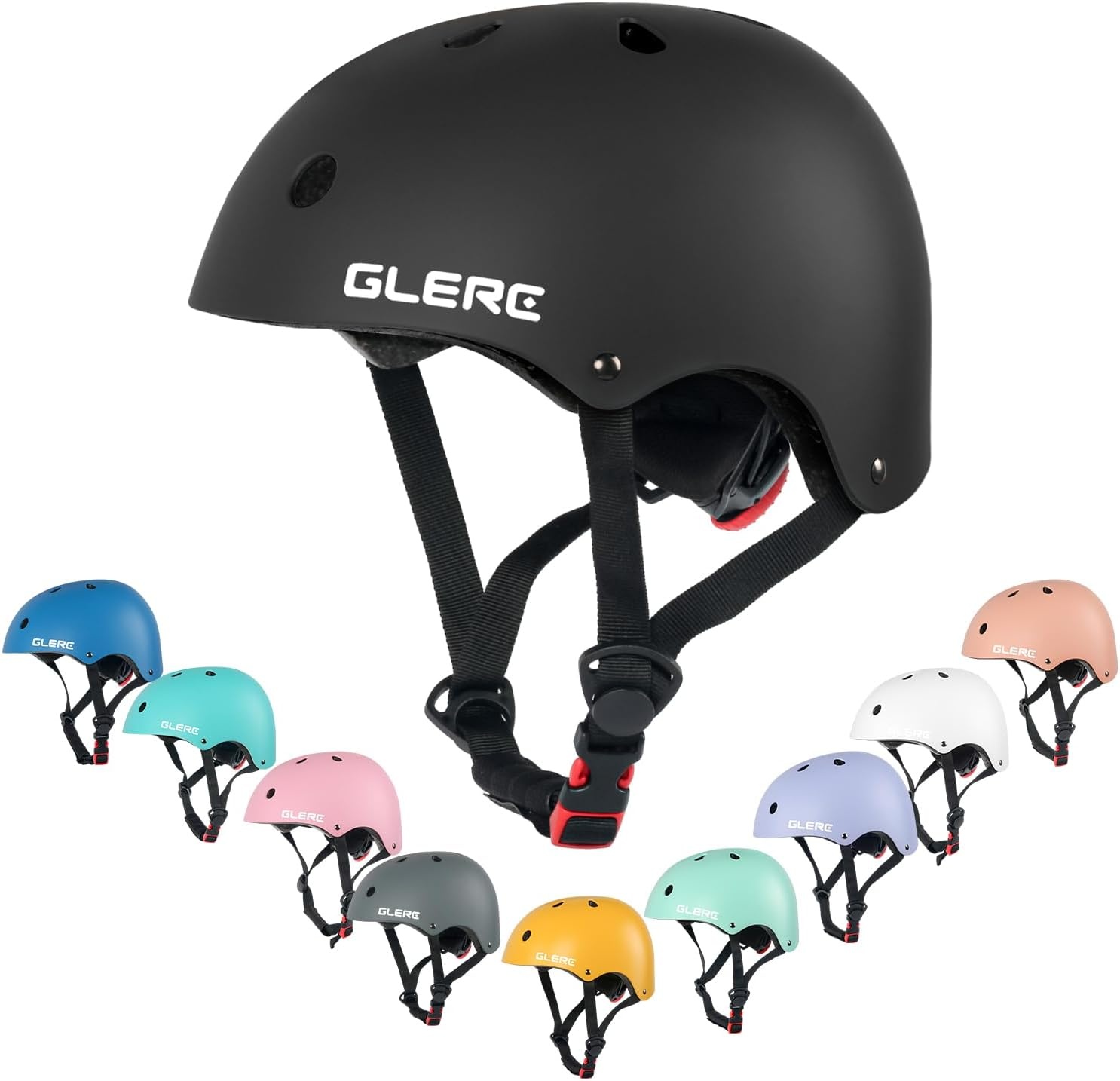 Glerc Kids Bike Helmet, Lightweight Adjustable Multi-Sport for Bicycle Skateboard Scooter, 2 Sizes Toddler Youth & Kids, Multiple Colors