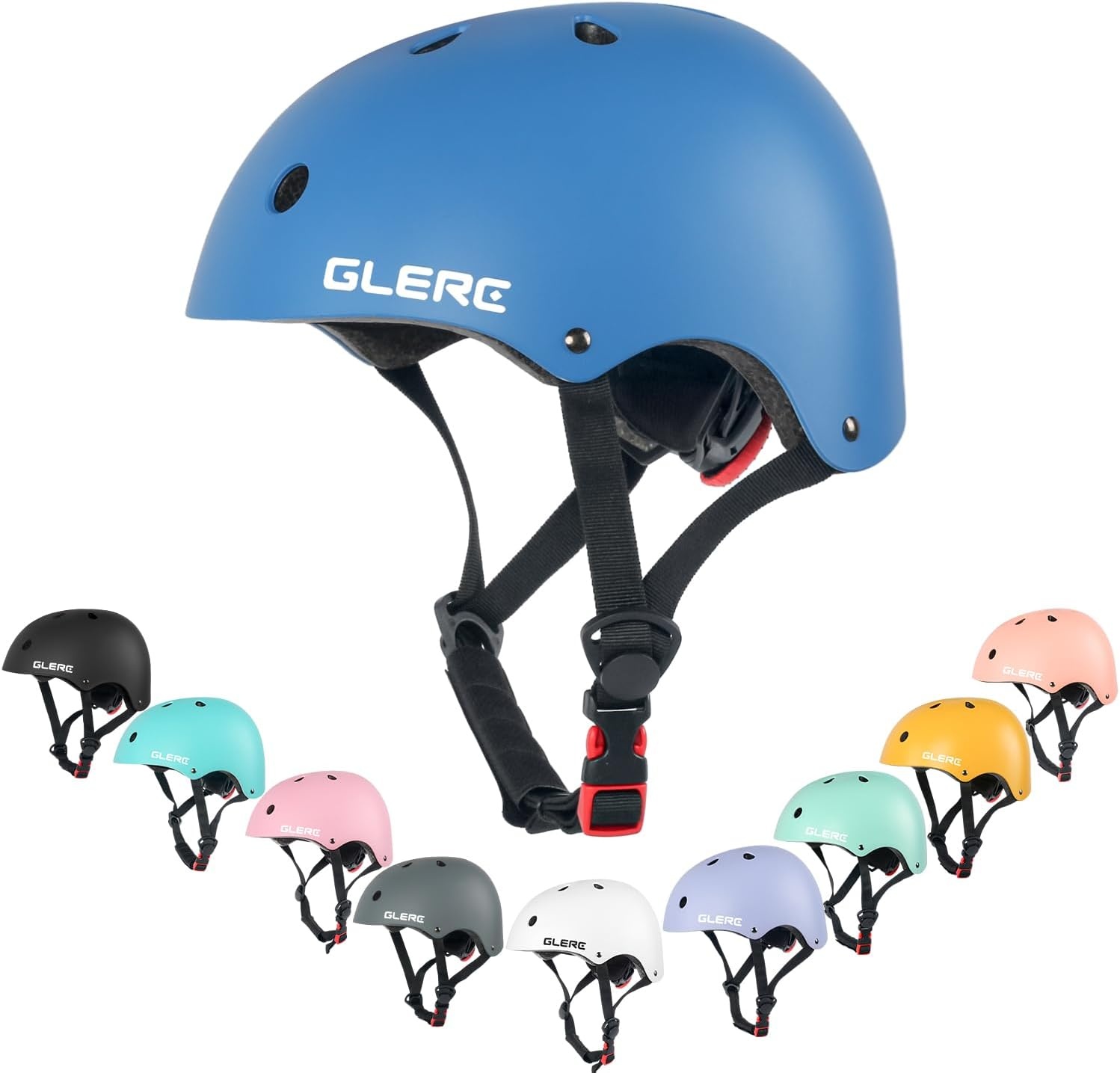 Glerc Kids Bike Helmet, Lightweight Adjustable Multi-Sport for Bicycle Skateboard Scooter, 2 Sizes Toddler Youth & Kids, Multiple Colors