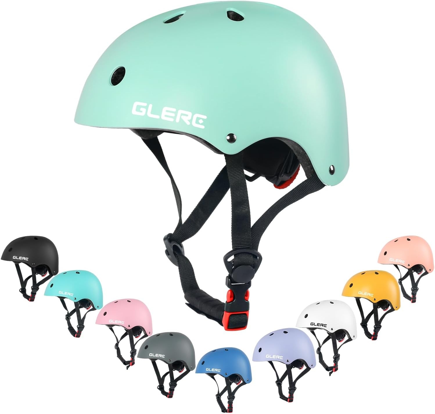 Glerc Kids Bike Helmet, Lightweight Adjustable Multi-Sport for Bicycle Skateboard Scooter, 2 Sizes Toddler Youth & Kids, Multiple Colors