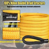 GODIAG 1 "× 20ft kinetisch hersteltouw (33000 lbs) Heavy Duty Energie Sleepkabel met 2 Zachte Sluitingen, Offroad Power Stretch Snatch Touw voor Truck Jeep Auto ATV UTV Tractor