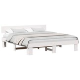 vidaXL Bedframe met hoofdeinde Wit 180 x 200 cm Massief grenenhout