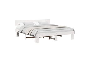VidaXL Massief Grenen Bedframe met Hoofdbord - Wit, 180x200cm - 67% Korting
