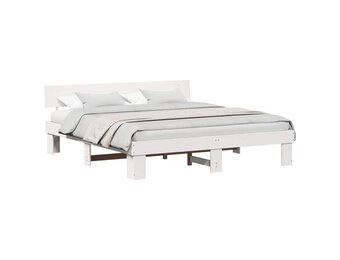 vidaXL Bedframe met hoofdeinde Wit 180 x 200 cm Massief grenenhout
