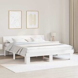 vidaXL Bedframe met hoofdeinde Wit 180 x 200 cm Massief grenenhout