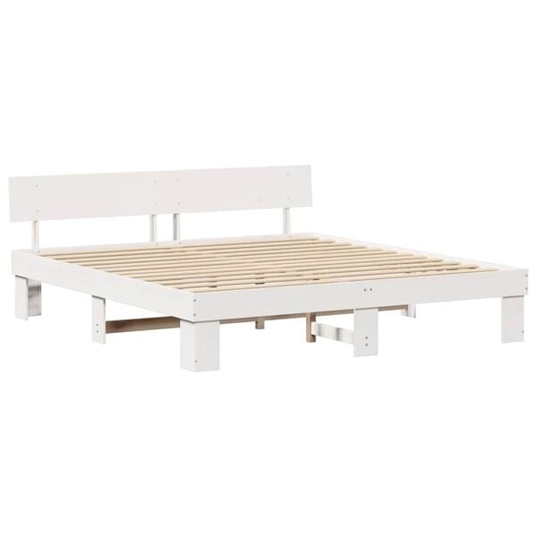 vidaXL Bedframe met hoofdeinde Wit 180 x 200 cm Massief grenenhout