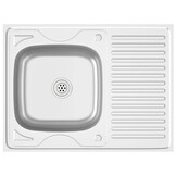 vidaXL Gootsteen met afvoerset 800x600x155 mm roestvrij staal zilver