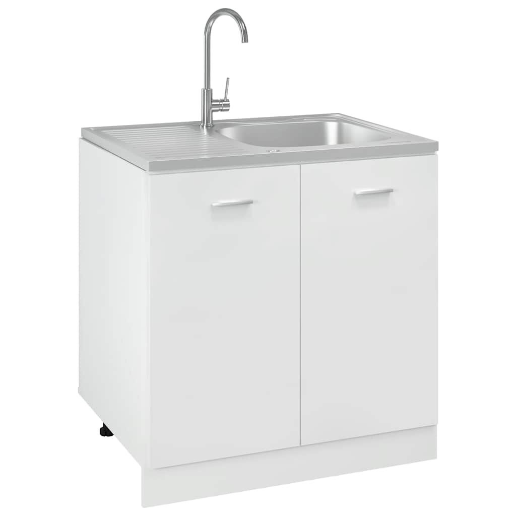 vidaXL Gootsteen met afvoerset 800x600x155 mm roestvrij staal zilver