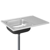 vidaXL Gootsteen met afvoerset 800x600x155 mm roestvrij staal zilver