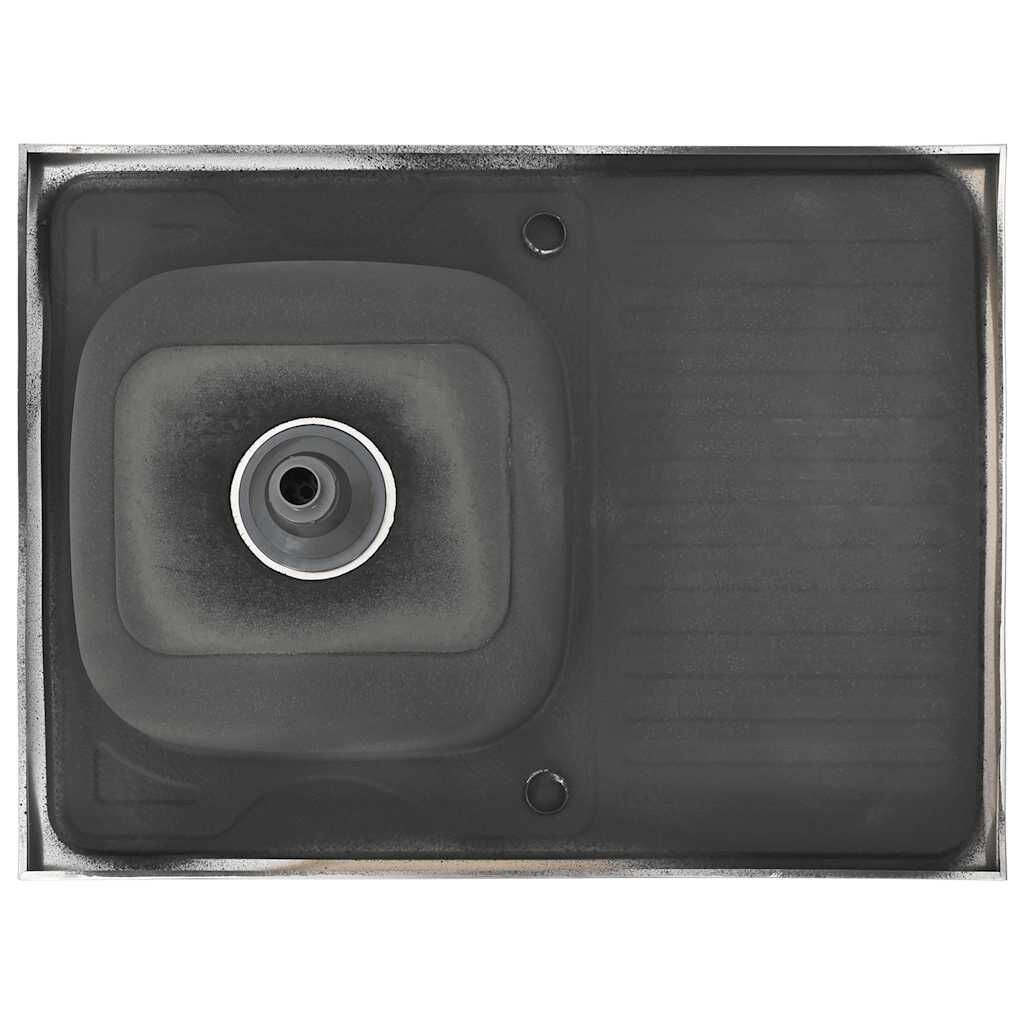 vidaXL Gootsteen met afvoerset 800x600x155 mm roestvrij staal zilver
