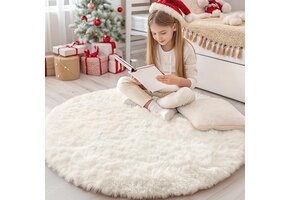 Hoogpolig Vloerkleed Crème Rond 200cm - 29% Korting!