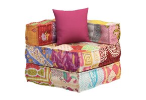 Modulaire Poef met Kussen Patchwork Stof - 35% Korting