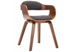 Moderne Eetkamerstoel Donkergrijs Stof & Gebogen Hout - 30% Korting