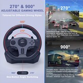 PXN V9 Racestuur met Pedalen en Shifter, 270/900° Stuur met Tool App, Vibratie Feedback, Paddle Shifters. Game stuur voor PC, PS4, Xbox One, Xbox Series X|S, PS3, Switch