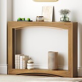 YATINEY 100 cm lange smalle veranda tafel, een paar achter de slanke bank, rustieke wind houten decoratieve tafel, lange vorm handtafel geschikt voor de woonkamer, hal, ingang, Licht Walnoot XCT19VV