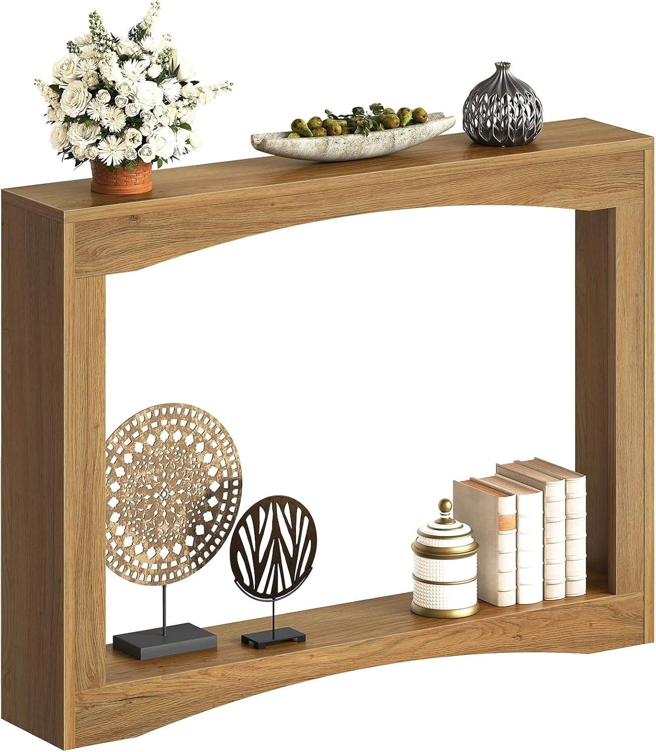 YATINEY 100 cm lange smalle veranda tafel, een paar achter de slanke bank, rustieke wind houten decoratieve tafel, lange vorm handtafel geschikt voor de woonkamer, hal, ingang, Licht Walnoot XCT19VV