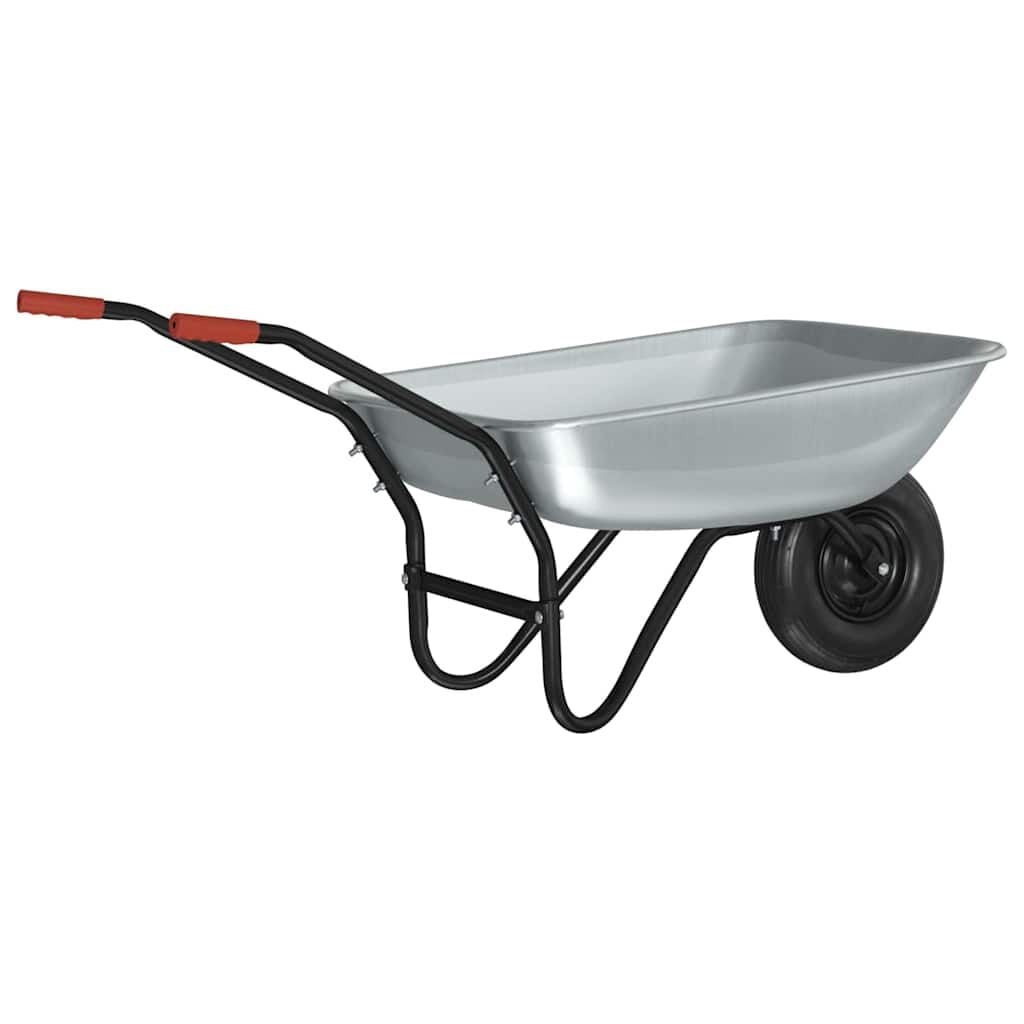 vidaXL Kruiwagen Zilver en Zwart 133 x 62,5 x 58 cm Staal