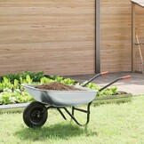 vidaXL Kruiwagen Zilver en Zwart 133 x 62,5 x 58 cm Staal