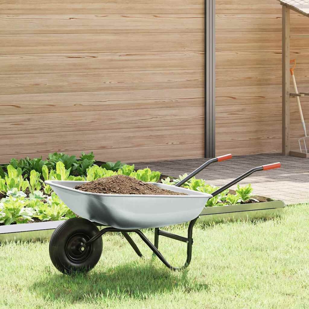 vidaXL Kruiwagen Zilver en Zwart 133 x 62,5 x 58 cm Staal