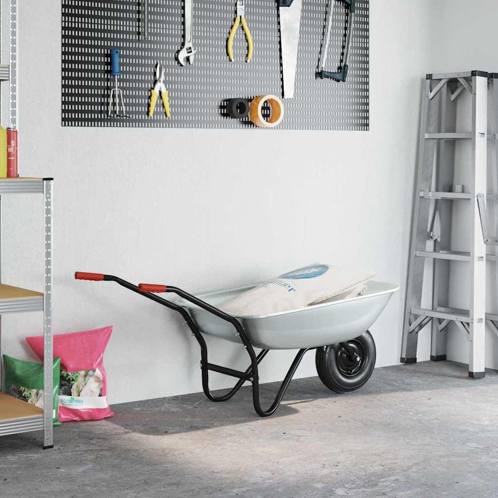 vidaXL Kruiwagen Zilver en Zwart 133 x 62,5 x 58 cm Staal