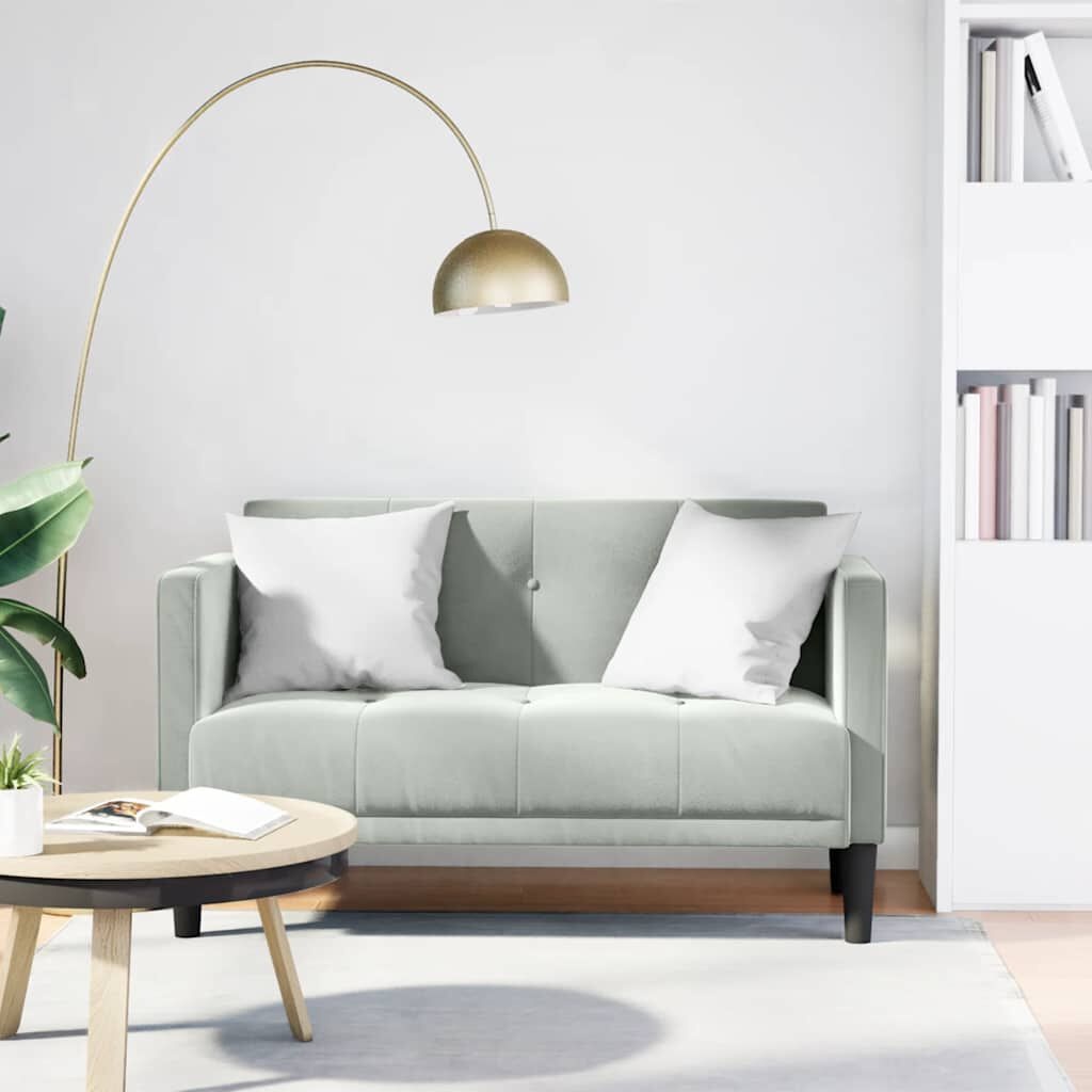 vidaXL Loveseat bank lichtgrijs 111 cm fluweel