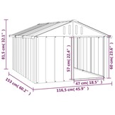 vidaXL Hondenhok 116,5x153x81,5 cm gegalvaniseerd staal grijs