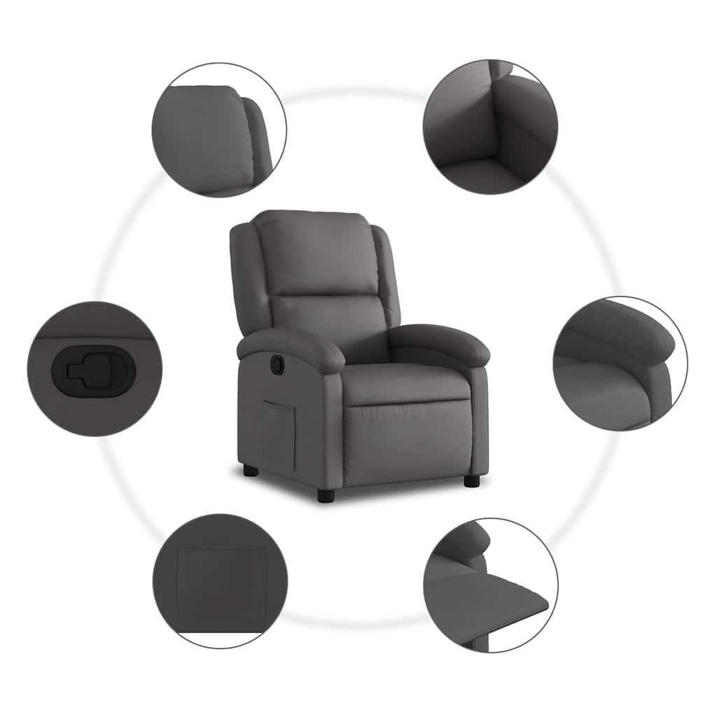 vidaXL Fauteuil echt leer grijs