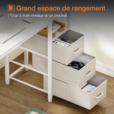 ODK Bureau met 3 laden, bureau voor op kantoor met 2 stopcontacten en USB-poorten, omkeerbaar pc-bureau, computertafel (Bianco, 100x48cm)