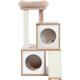 PETEPELA Krabpaal, 93 cm, hout, kattentoren met dubbele holletjes, afneembare, ruime zitstang, volledig omwikkelde sisalstammen, verwisselbare bungelende ballen, 104 cm, beige