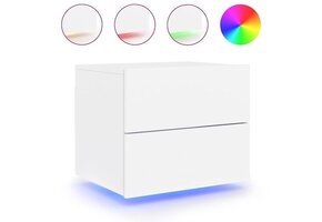 Wandmontage Nachtkastje met LED, Wit - 42% Korting
