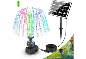 Zonne- fonteinpomp 3.5W met Accu & LED - Vijver/Tuin
