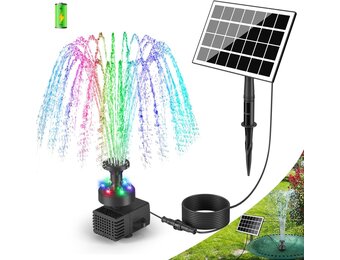 Pull SZMP Fonteinpomp op Zonne-energie 2024 Upgraded 100% Glas,3.5W Vijverpomp op Zonne-energie met 2000mAh-Batterij,16.4ft Stroomdraad,Drijvende Fonteinpomp