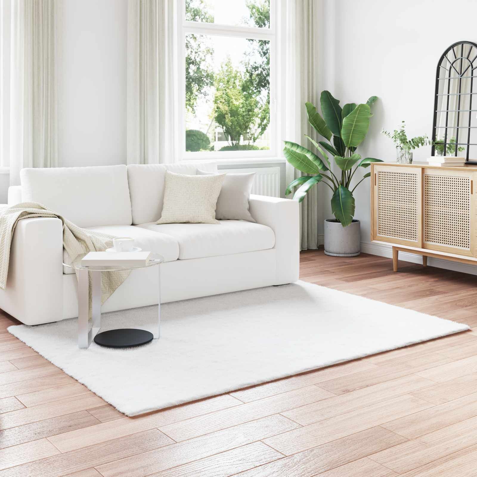 vidaXL Nep Konijnenbont Tapijt Olite Wit 160 x 230 cm Polyester