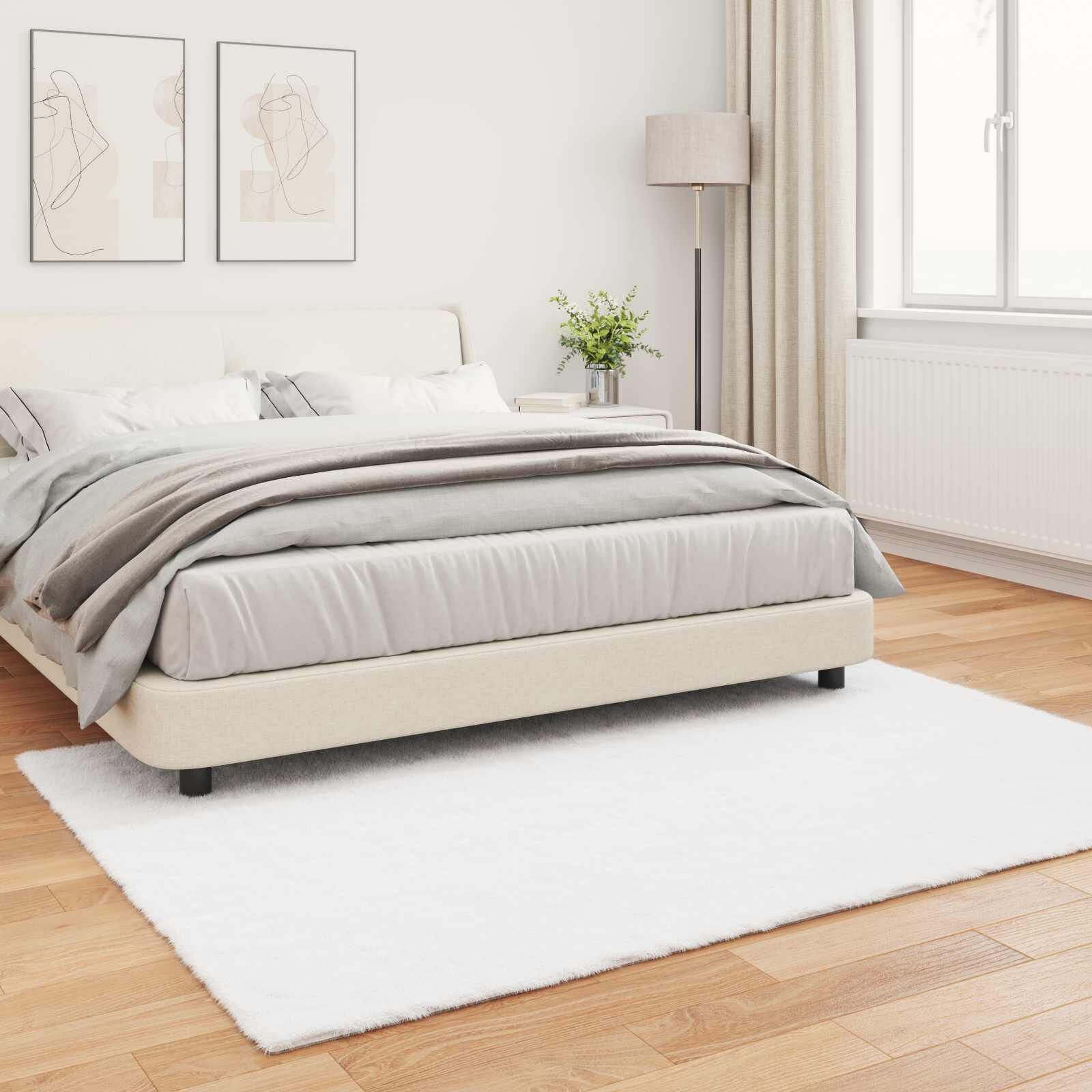 vidaXL Nep Konijnenbont Tapijt Olite Wit 160 x 230 cm Polyester
